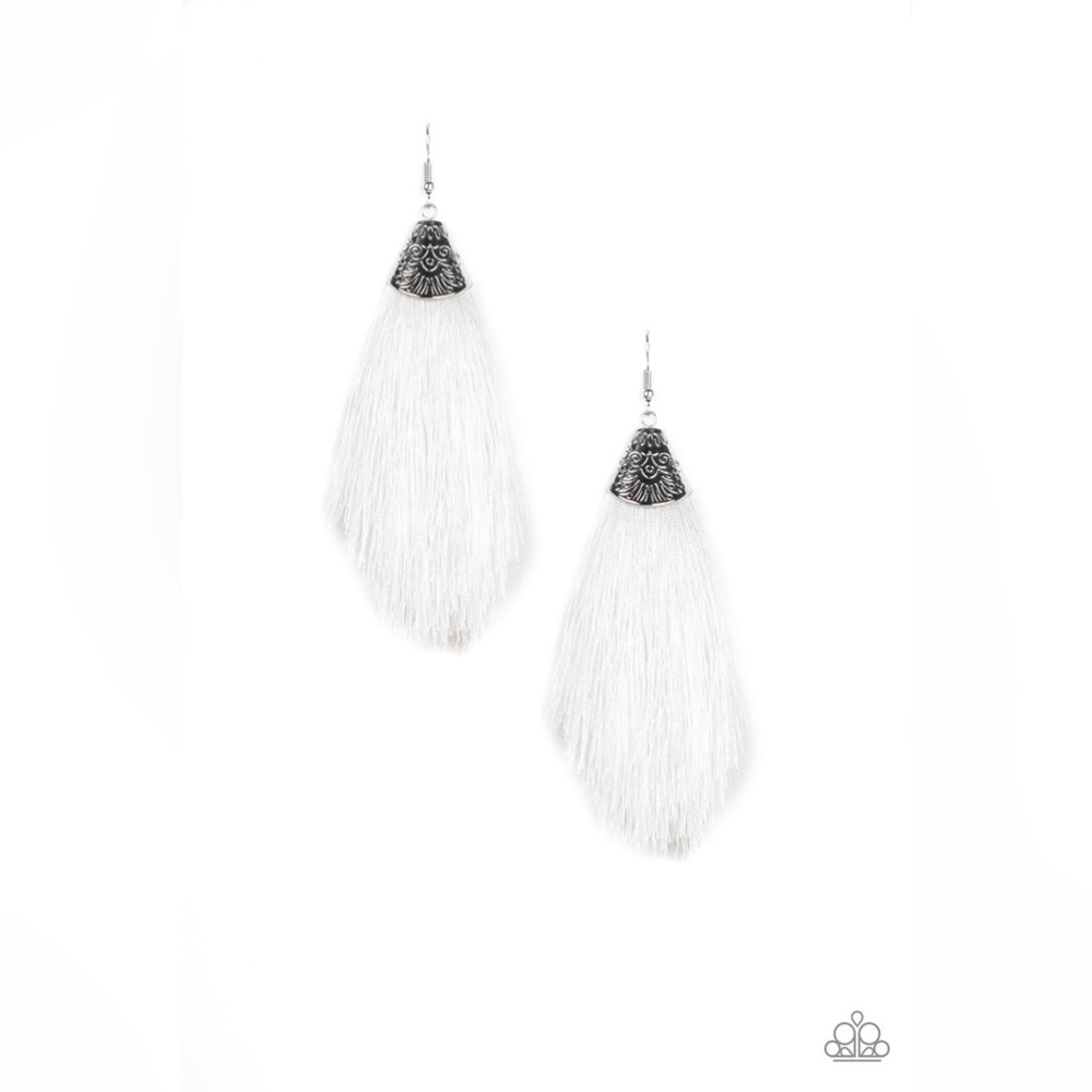 NWOT White Tassel Earrings - Picture 2 of 4